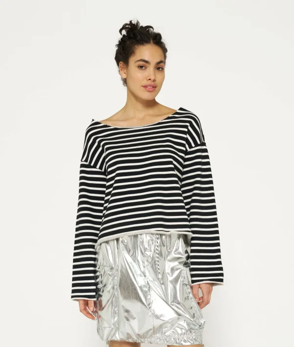 10DAYS Boat Neck Sweater Stripes