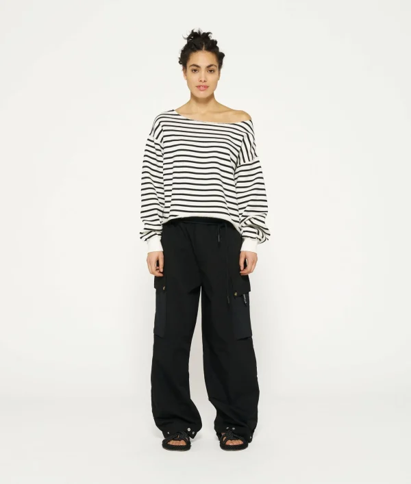 10DAYS Cropped Boat Neck Sweater Stripes
