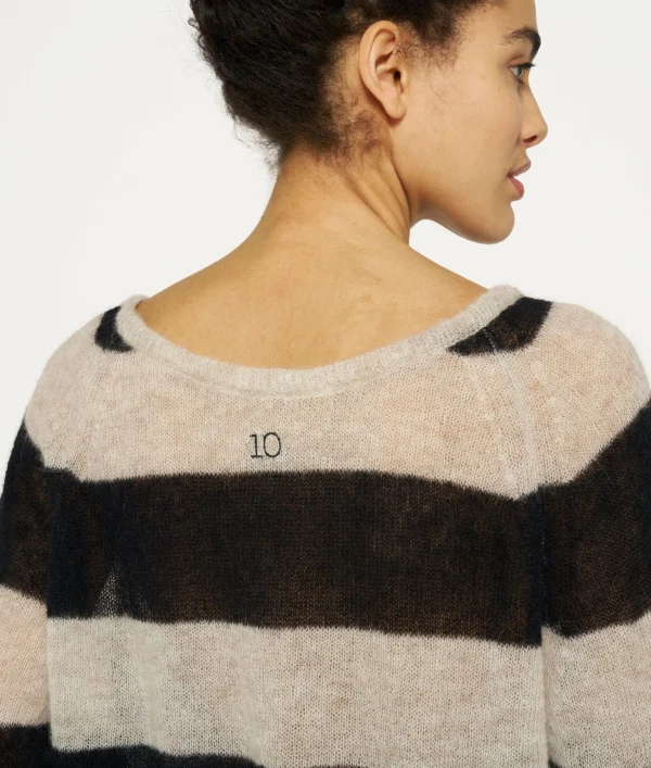 10DAYS Sweater Thin Knit Stripes