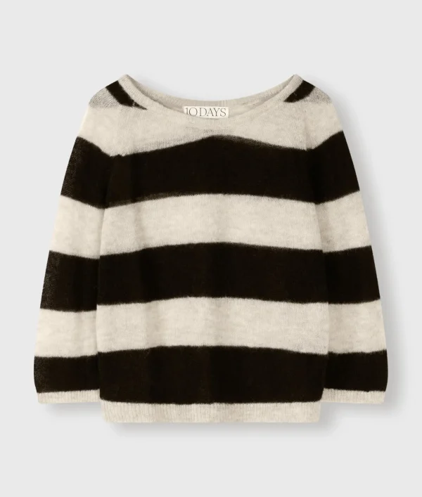 10DAYS Sweater Thin Knit Stripes