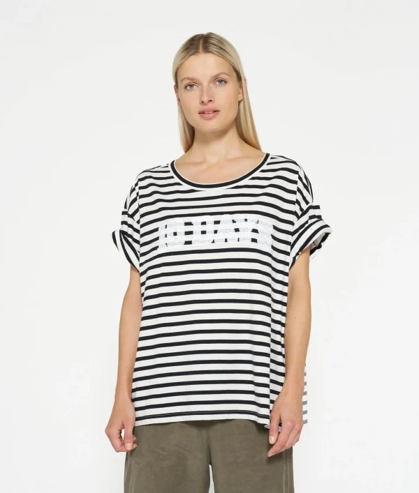 10DAYS Tee Stripe Sequins Logo