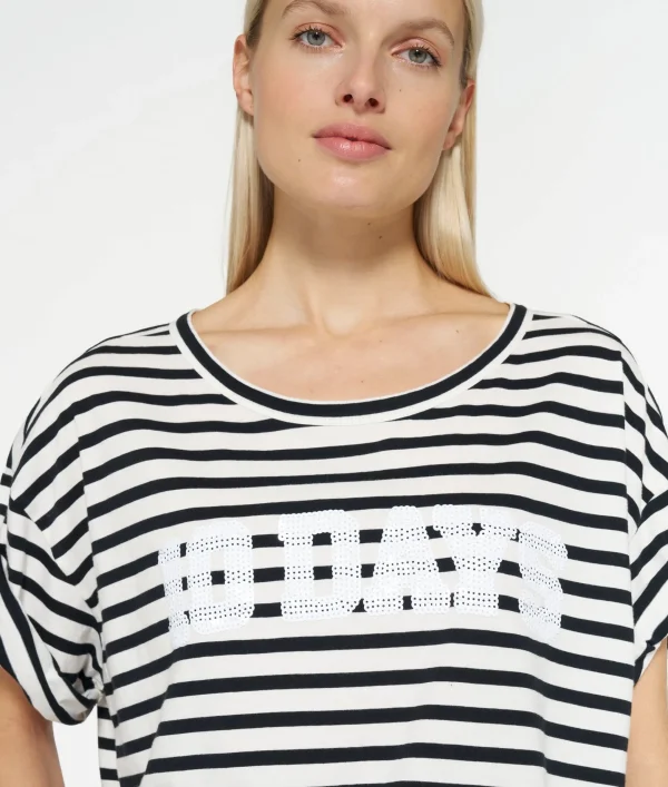 10DAYS Tee Stripe Sequins Logo