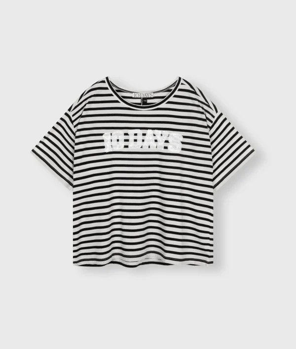 10DAYS Tee Stripe Sequins Logo