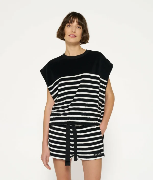 10DAYS Terry Sleeveless Sweater Stripes