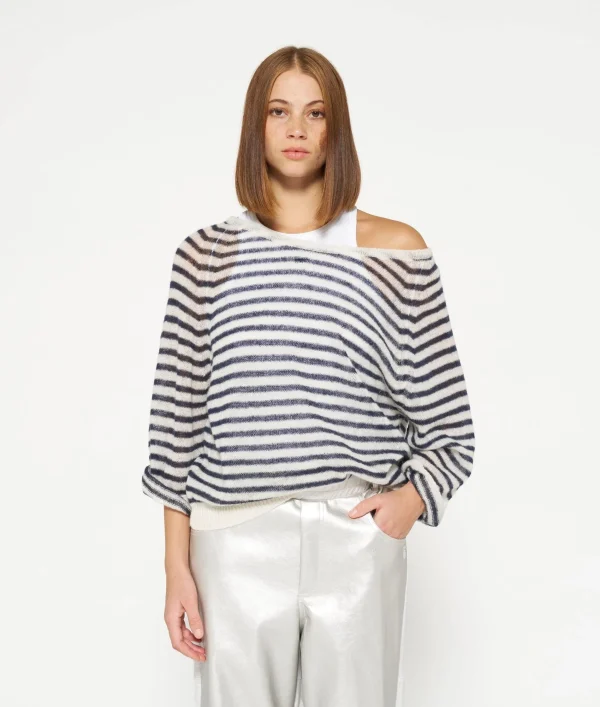 10DAYS Thin Knit Sweater Stripe